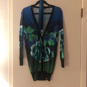 Roberto Cavalli Floral Cardigan with belt